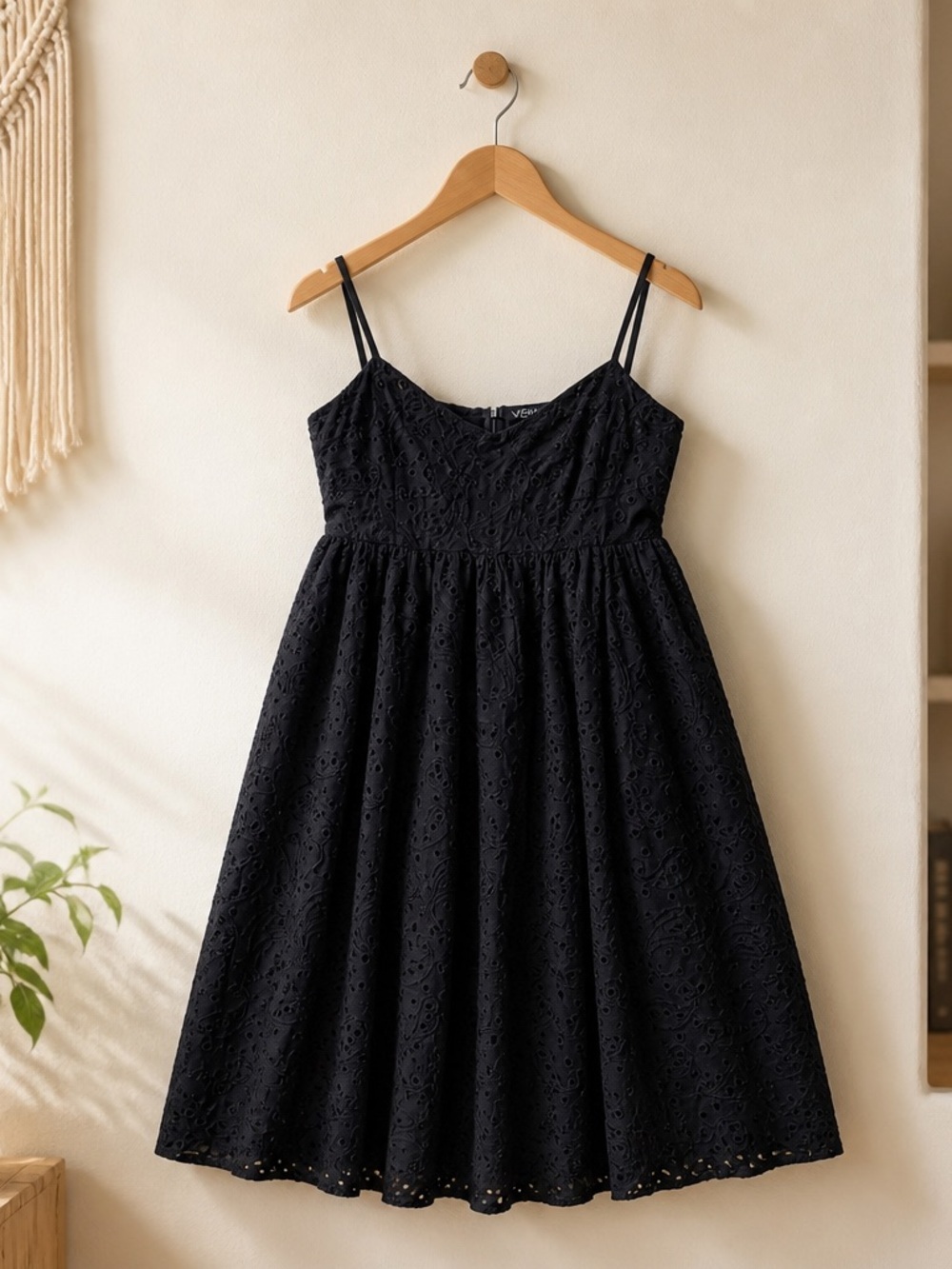 VENUS Black Eyelet-Strap Fit & Flare Dress - Picture 2 of 10